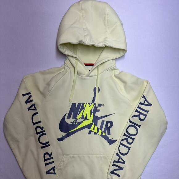 Nike Air Jordan Jumpman Logo Neon Yellow Pullover Hoodie Men's Size Medium - Picture 1 of 9
